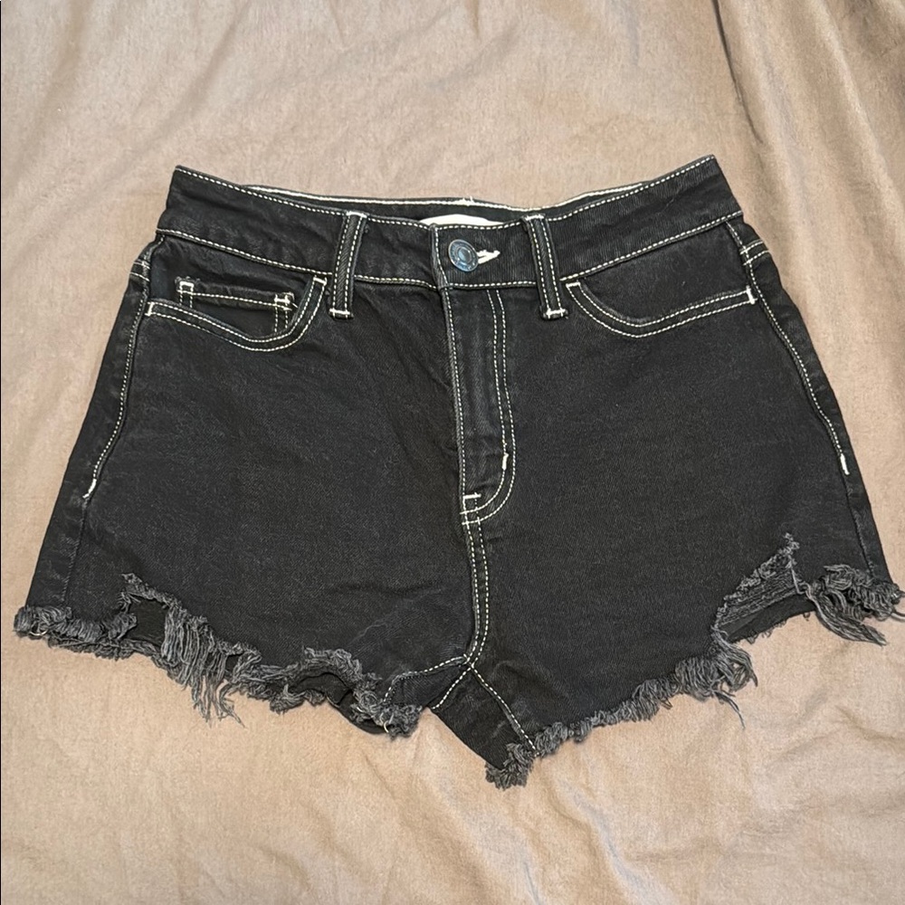 🖤 SO Black with White Stitching High Rise Jean Shorts